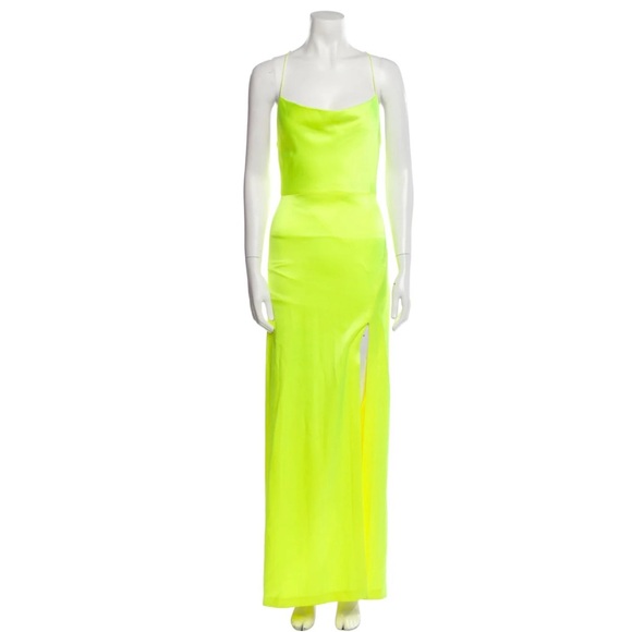 Alice + Olivia Dresses & Skirts - ALICE + OLIVIA | SZ 4 | Eliza Cowl Neck Halter Maxi Dress | Neon Yellow